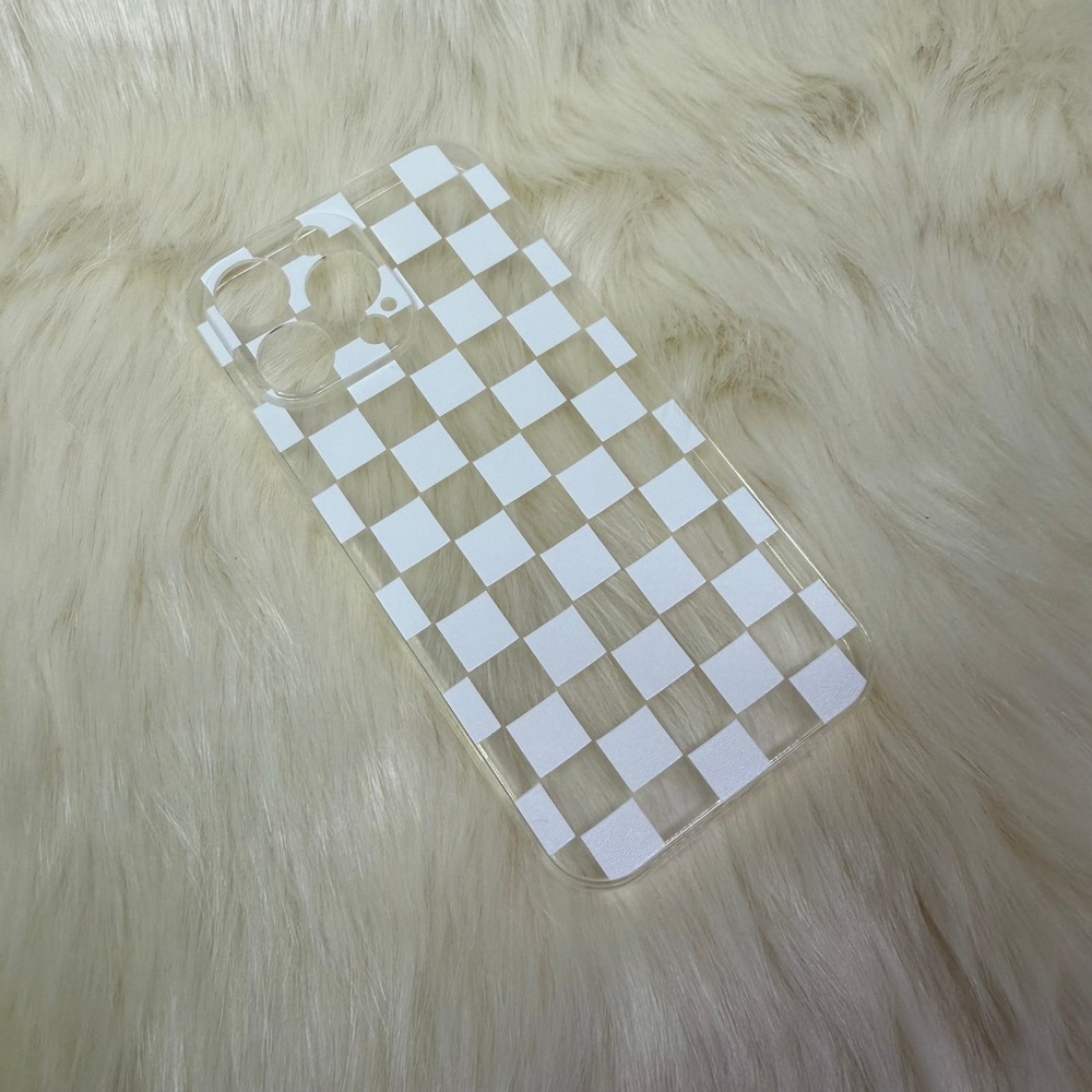 iPhone 14 Pro Max Case - Clear White Checkered Pattern